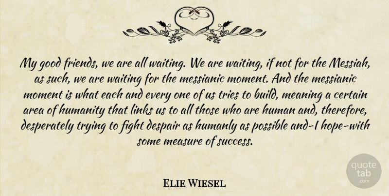 Elie Wiesel Quote About Inspirational, Graduation, Good Friend: My Good Friends We Are...