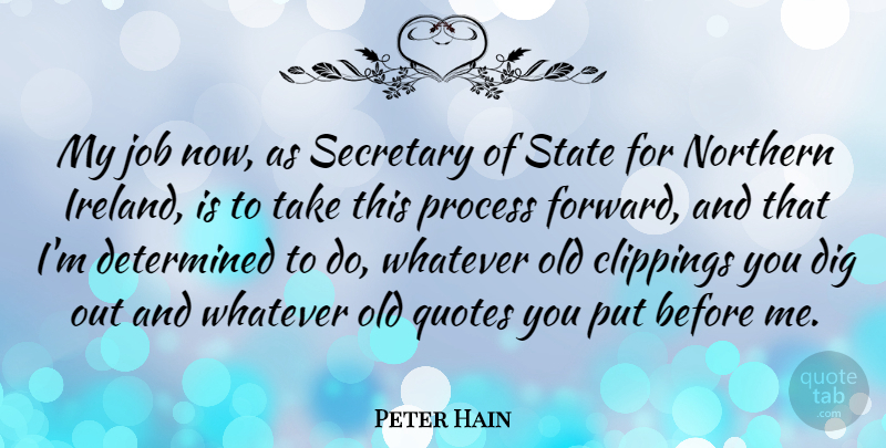 Peter Hain Quote About Jobs, Determined, States: My Job Now As Secretary...