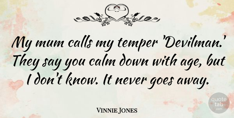 Vinnie Jones Quote About Age, Calm, Temper: My Mum Calls My Temper...