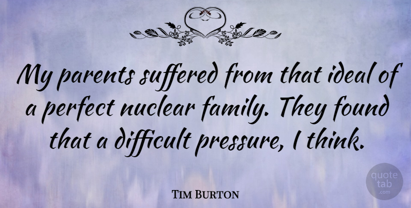 Tim Burton Quote About Thinking, Perfect, Parent: My Parents Suffered From That...