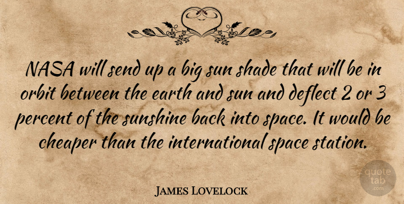James Lovelock Quote About Sunshine, Space, Would Be: Nasa Will Send Up A...
