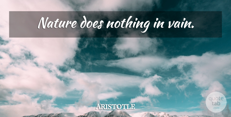 Aristotle Quote About Philosophical, Doe, Vain: Nature Does Nothing In Vain...