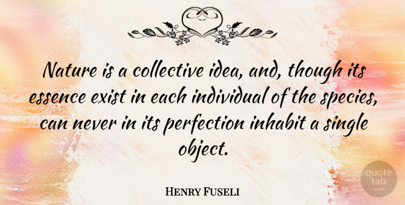 Henry Fuseli Quote About Essence, Ideas, Perfection: Nature Is A Collective Idea...