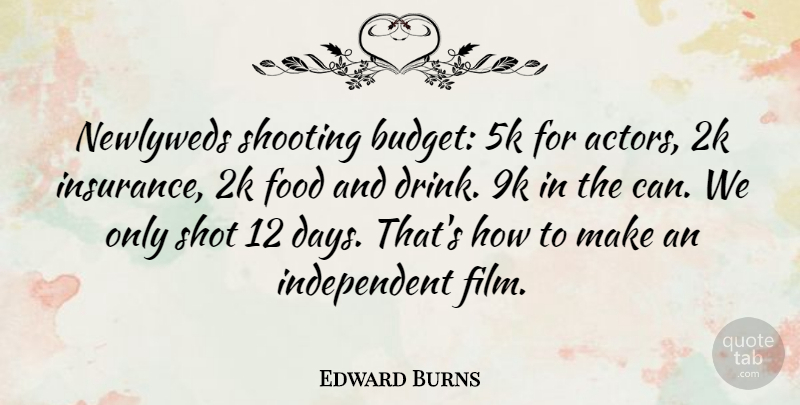 Edward Burns Quote About Independent, Actors, Shooting: Newlyweds Shooting Budget 5k For...