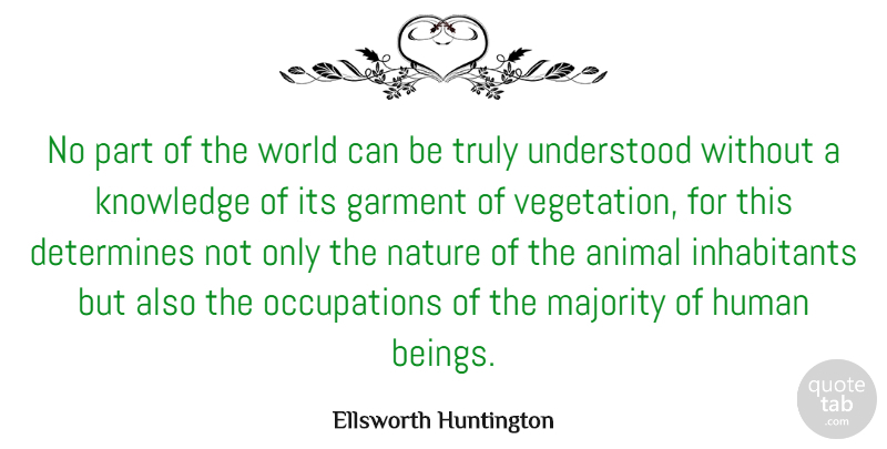 Ellsworth Huntington Quote About Animal, World, Occupation: No Part Of The World...
