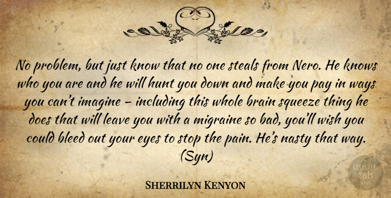 Sherrilyn Kenyon Quote About Pain, Eye, Brain: No Problem But Just Know...