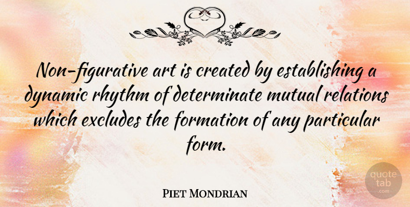 Piet Mondrian Quote About Art, Created, Mutual, Particular, Relations: Non Figurative Art Is Created...