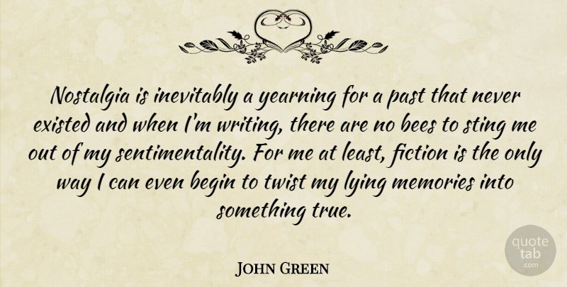 John Green Quote About Memories, Lying, Writing: Nostalgia Is Inevitably A Yearning...