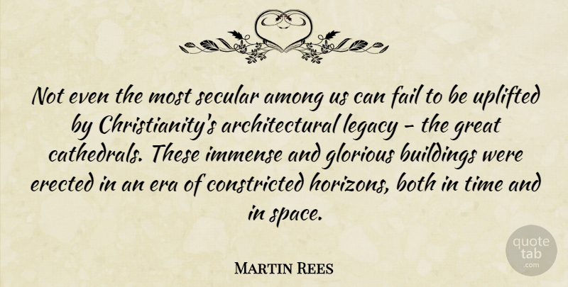 Martin Rees Quote About Among, Both, Buildings, Era, Fail: Not Even The Most Secular...