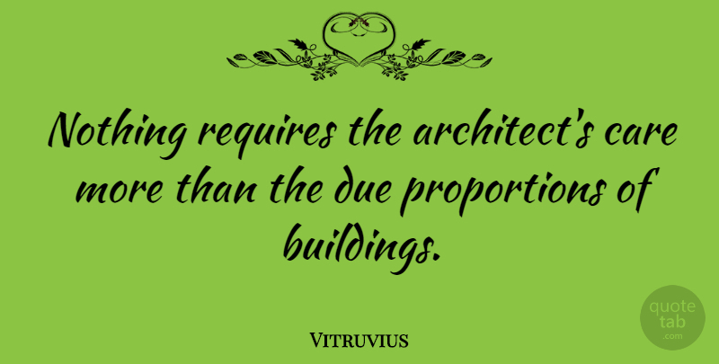 Vitruvius Quote About Architecture, Due, Requires: Nothing Requires The Architects Care...