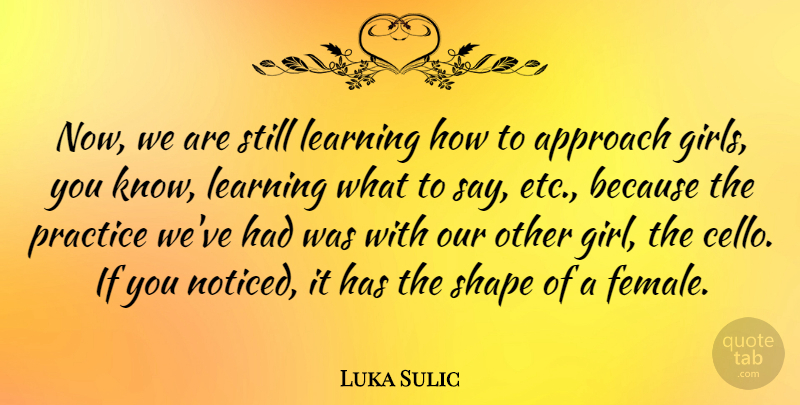 Luka Sulic Quote About Approach, Learning, Practice, Shape: Now We Are Still Learning...