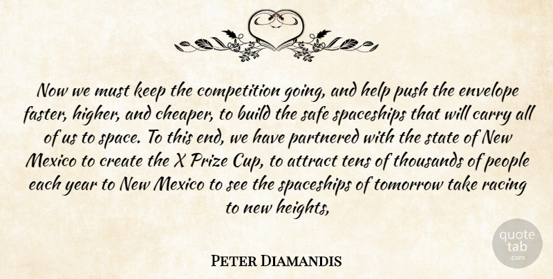 Peter Diamandis Quote About Attract, Build, Carry, Competition, Create: Now We Must Keep The...