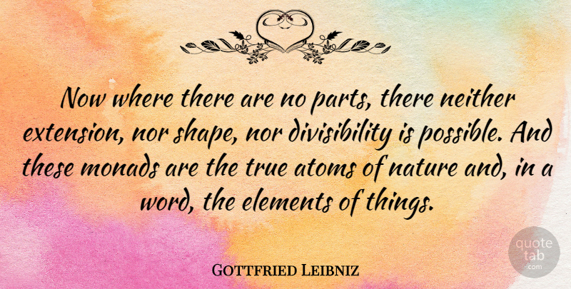 Gottfried Leibniz Quote About Words Of Wisdom, Elements, Shapes: Now Where There Are No...