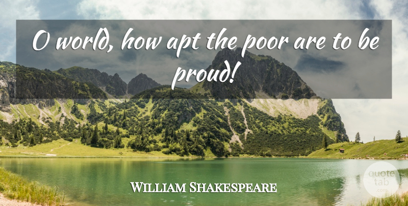 William Shakespeare Quote About Pride, Haughtiness, World: O World How Apt The...
