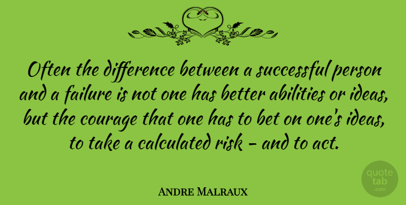Andre Malraux Quote About Inspirational, Motivational, Success: Often The Difference Between A...