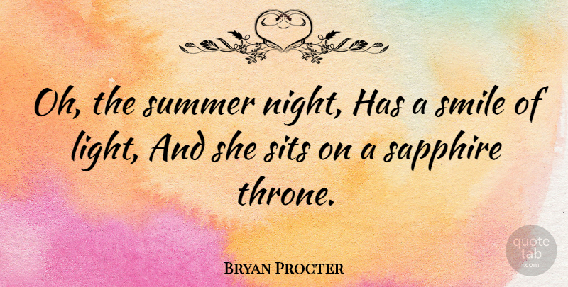 Bryan Procter Quote About Summer, Night, Light: Oh The Summer Night Has...
