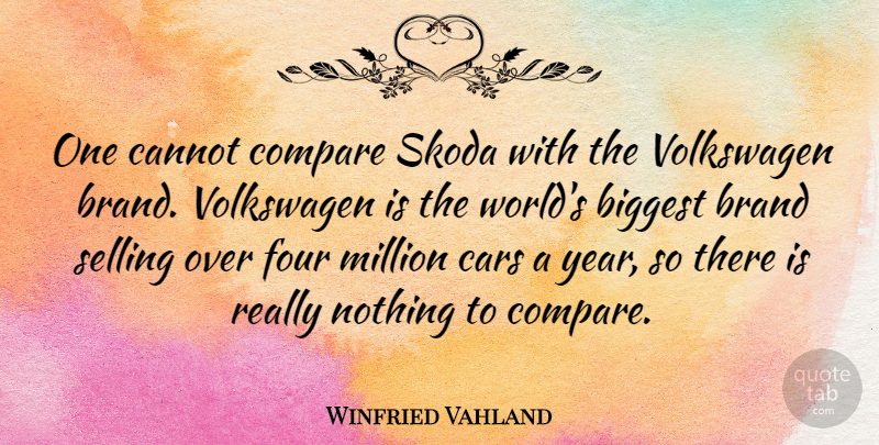 Winfried Vahland Quote About Biggest, Cannot, Compare, Four, Million: One Cannot Compare Skoda With...