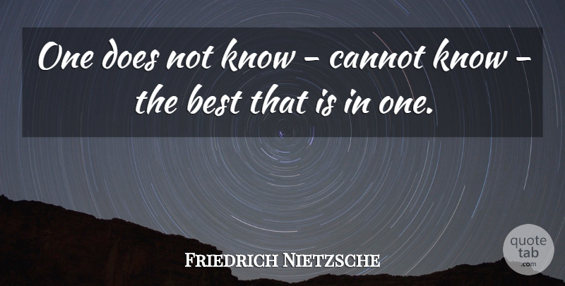 Friedrich Nietzsche Quote About Doe, Knows: One Does Not Know Cannot...