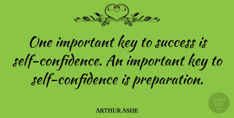 Arthur Ashe Quote About Inspirational, Motivational, Success: One Important Key To Success...