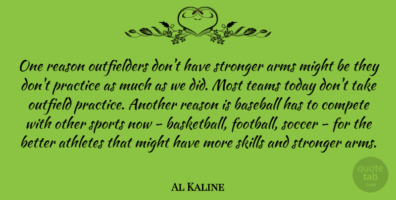Al Kaline Quote About Basketball, Soccer, Sports: One Reason Outfielders Dont Have...