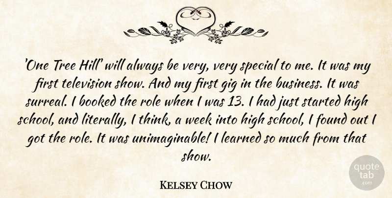 Kelsey Chow Quote About Booked, Business, Found, Gig, High: One Tree Hill Will Always...