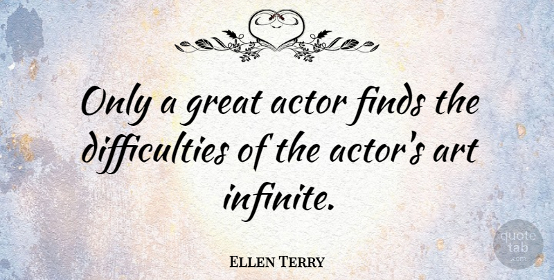 Ellen Terry Quote About Art, Acting, Actors: Only A Great Actor Finds...