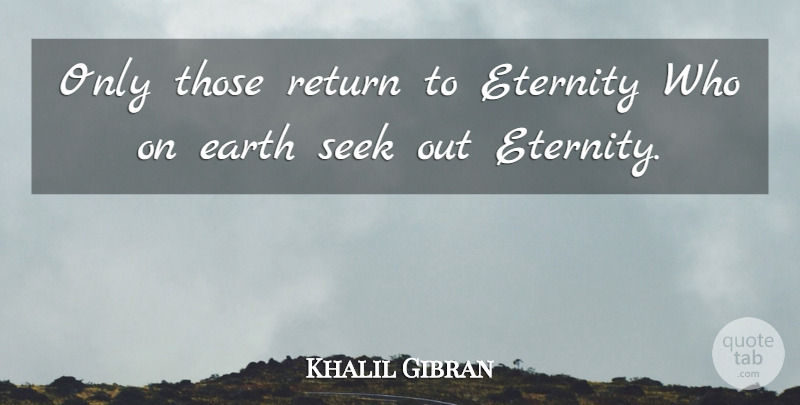 Khalil Gibran Quote About Return, Earth, Eternity: Only Those Return To Eternity...