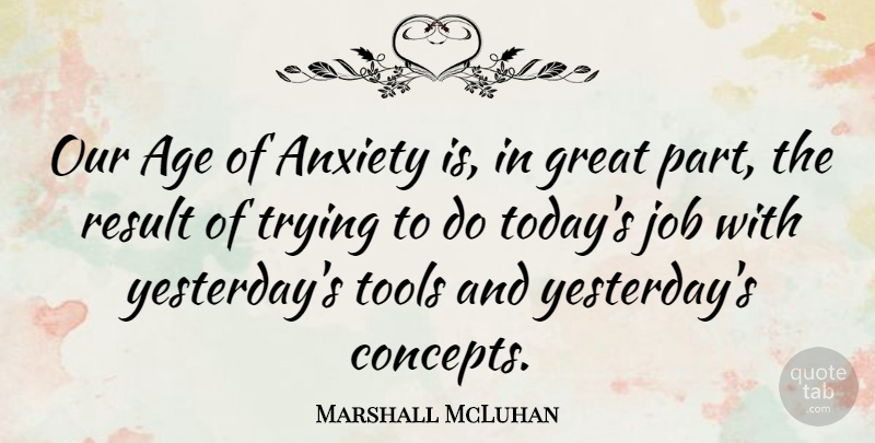 Marshall McLuhan Quote About Birthday, Jobs, Yesterday: Our Age Of Anxiety Is...