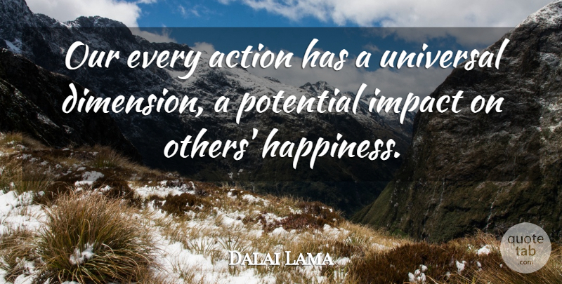 Dalai Lama Quote About Others Happiness, Impact, Dimensions: Our Every Action Has A...