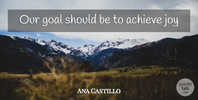 Ana Castillo Quote About Goal, Joy, Achieve: Our Goal Should Be To...