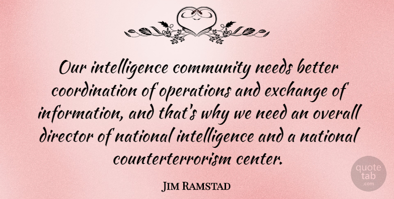 Jim Ramstad Quote About Community, Information, Directors: Our Intelligence Community Needs Better...