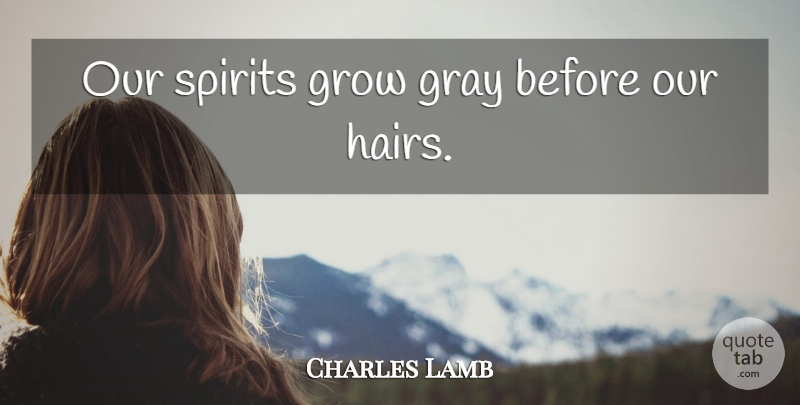 Charles Lamb Quote About Hair, Enthusiasm, Spirit: Our Spirits Grow Gray Before...
