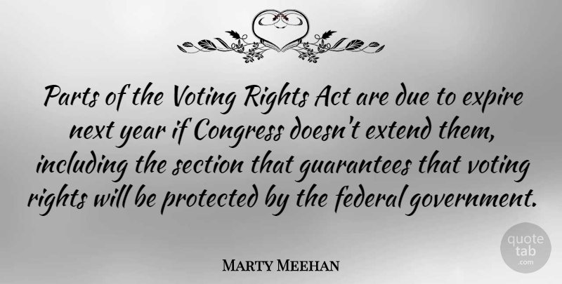 Marty Meehan Quote About Government, Years, Guarantees That: Parts Of The Voting Rights...