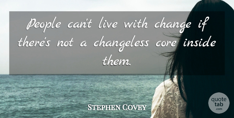 Stephen Covey Quote About People, 7 Habits, Core: People Cant Live With Change...