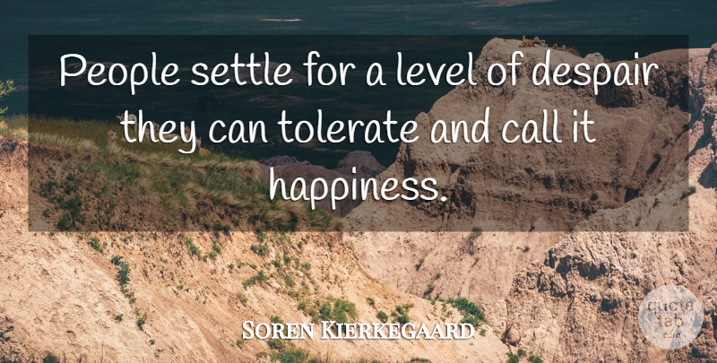Soren Kierkegaard Quote About People, Despair, Levels: People Settle For A Level...