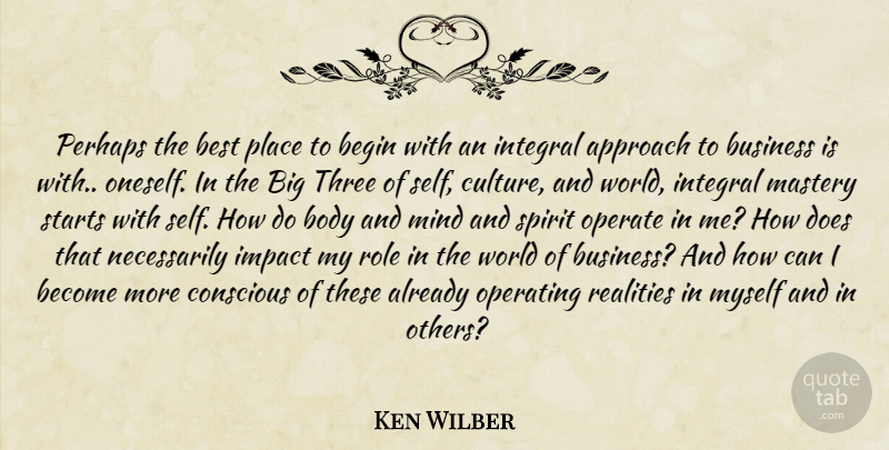 Ken Wilber Quote About Business, Reality, Self: Perhaps The Best Place To...