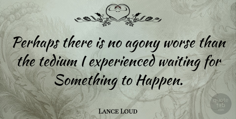 Lance Loud Quote About Agony, Waiting, Tedium: Perhaps There Is No Agony...