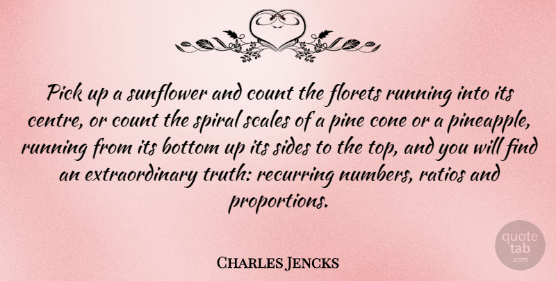 Charles Jencks Quote About Running, Numbers, Sunflower: Pick Up A Sunflower And...