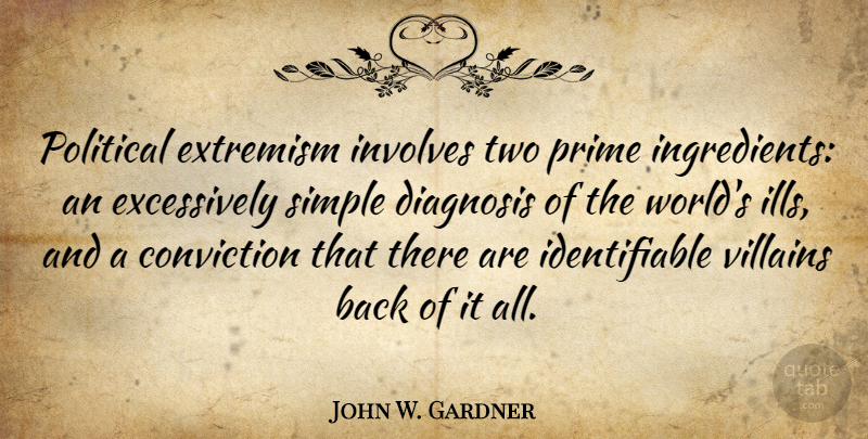 John W. Gardner Quote About Ignorance, Simple, Two: Political Extremism Involves Two Prime...