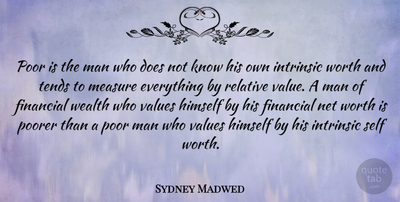 Sydney Madwed Quote About American Businessman, Himself, Intrinsic, Man, Measure: Poor Is The Man Who...
