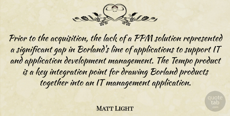 Matt Light Quote About Drawing, Gap, Key, Lack, Line: Prior To The Acquisition The...