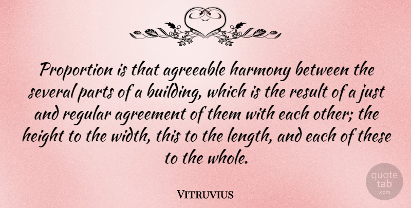 Vitruvius Quote About Agreeable, Agreement, Parts, Proportion, Regular: Proportion Is That Agreeable Harmony...