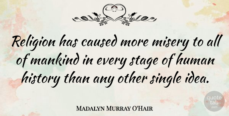 Madalyn Murray O'Hair Quote About Atheist, Ideas, Atheism: Religion Has Caused More Misery...