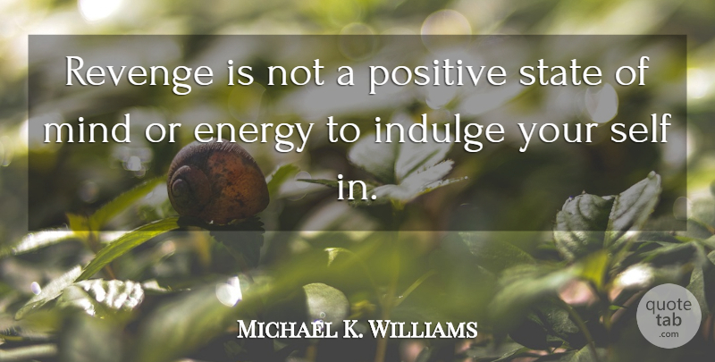 Michael K. Williams Quote About Revenge, Self, Mind: Revenge Is Not A Positive...