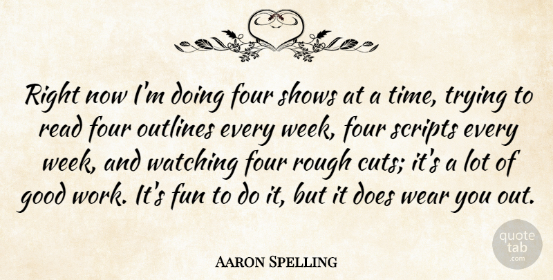 Aaron Spelling Quote About Fun, Cutting, Trying: Right Now Im Doing Four...