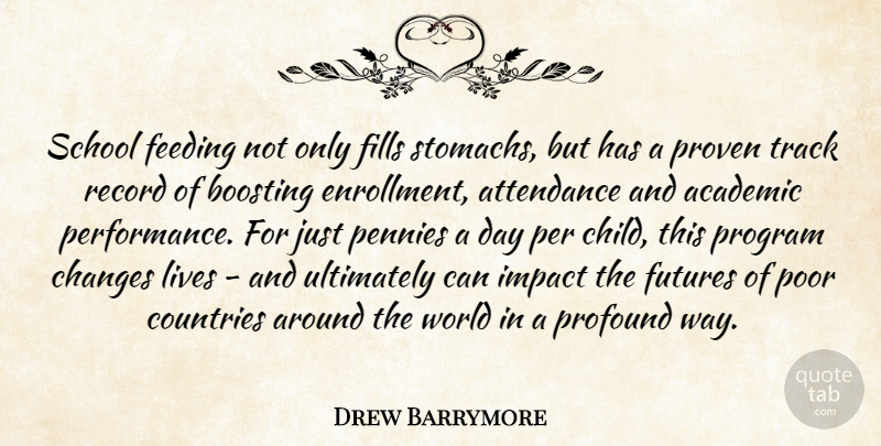 Drew Barrymore Quote About Country, Children, Life Changing: School Feeding Not Only Fills...