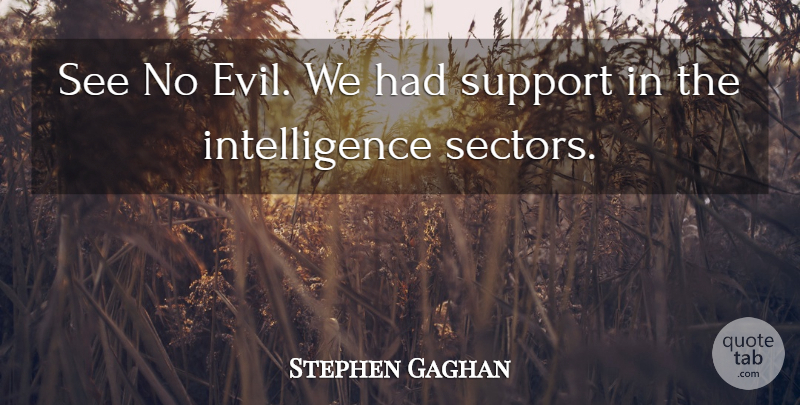 Stephen Gaghan Quote About Evil, Intelligence, Support: See No Evil We Had...