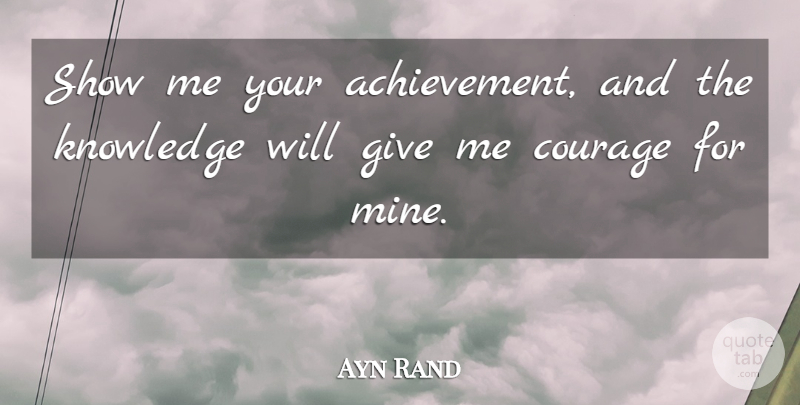 Ayn Rand Quote About Giving, Achievement, Fountainhead: Show Me Your Achievement And...