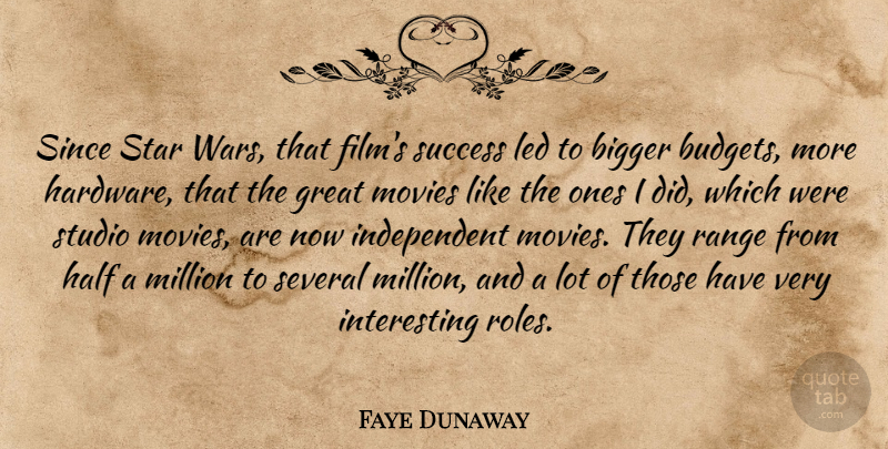 Faye Dunaway Quote About Stars, War, Independent: Since Star Wars That Films...
