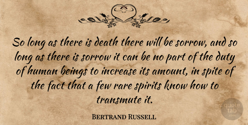 Bertrand Russell Quote About Long, Sorrow, Facts: So Long As There Is...